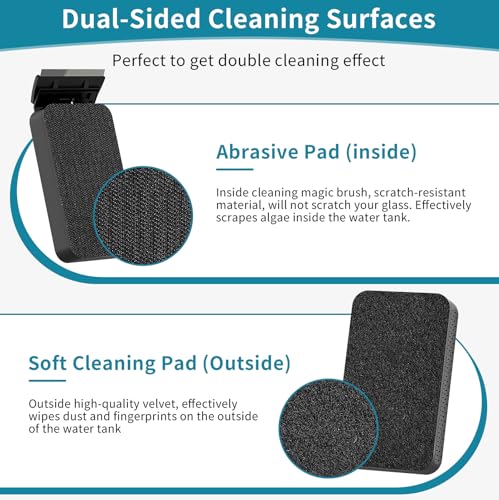 hygger Aquarium Magnet Glass Cleaner, Magnetic Fish Tank Cleaner with 2 Blades For Glass and Acrylic Aquariums, Aquarium Algae Scraper with Super Strong Magnet for Fish Tanks 0.3-0.6Inch Thickness (L) - size: L for Glass Thickness：0.3"-0.6"