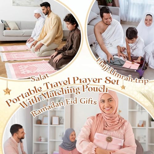 10 Pack Muslim Prayer Rug with Tasbih and Portable Bag Muslim Gift for Women Men Prayers Carpet Mat Mubarak Islamic Gifts Set