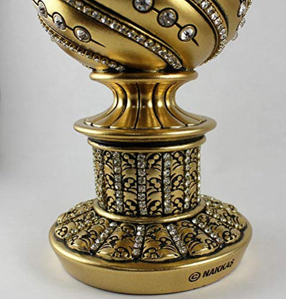 Islamic Table Decor Gift Egg Sculpture Statue Muslim Showpiece Home Decor Gifts Eid Ramadan Arabic Ayatul Kursi (6.3in Gold)