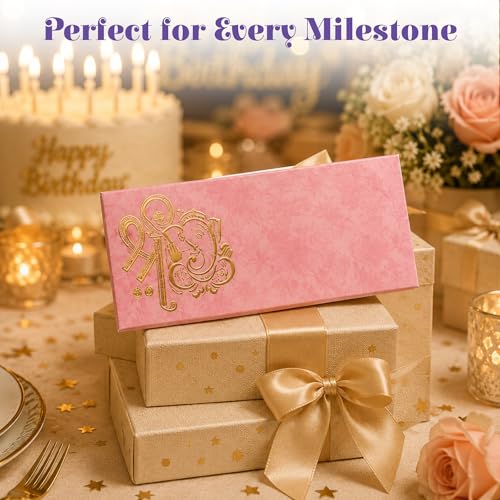 LoveNspire Money Envelopes (7 x 3 Inch) Decorative Ganesha Pattern Shagun Lifafa for Indian Wedding, Birthday | Cash Gift Holder & Home Savings Organizer Pack of 10