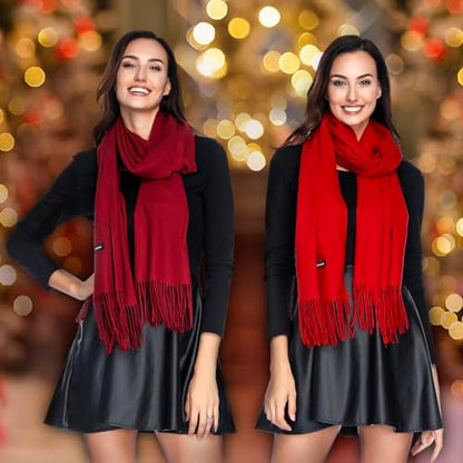 Pashmina Shawl Wraps Scarves Evening Dresses Wedding Bridesmaid for Women - color: Red