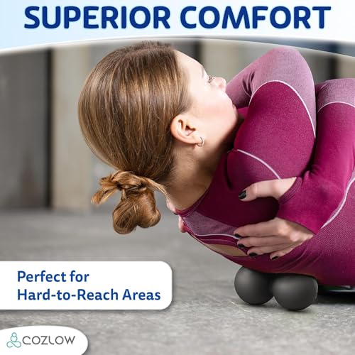 COZLOW Peanut Massage Ball - Deep Tissue Therapy, Pain Relief - Black | Cozlow 5" double lacrosse silicone massage ball, trigger point roller for mobility, acupressure tool for myofascial release - color: Black