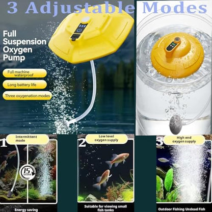 IPX7 Waterproof Floating Bait Bucket Aerator, Rechargeable Floating Oxygen Pump,Lightweight Rustproof,for Fish Tank, Bait Bucket, Shrimp Tank, Hydroponic System