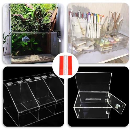 10 Pcs Self-Adhesive Clear Plastic Hinges 65x40mm Acrylic Small Hinges for Crafts Aquarium Lid Hinge Clear Foldable Hinge Tools for Cabinet Glass Furniture Display Stand
