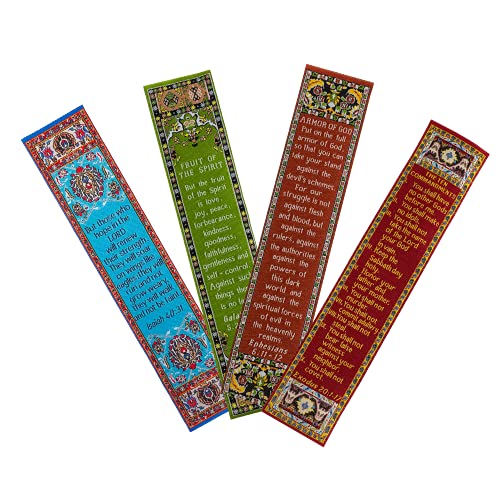 Hope in the Lord, Themed Assortment of 4 Woven Fabric Bible Verse Bookmarks, Silky Soft & Flexible Religious Bookmarkers for Novels Books & Bibles, Woven Design, Memory Verse Gift - color: Hope in the Lord