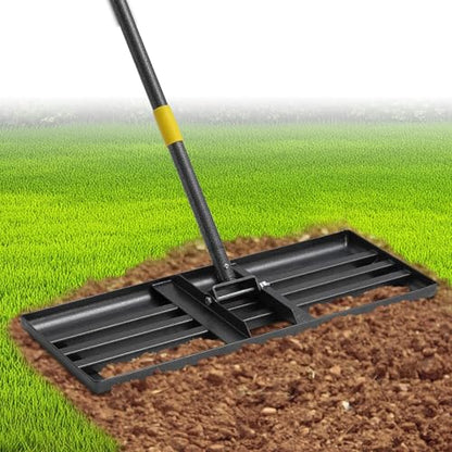 Lawn Leveling Rake 30"x10" for Lawn Care - 72" Extendable Stainless Steel Handle with Ergonomic Grip | Professional Grass Leveling Tool for Golf Courses, Soccer Fields, Backyard Turf Maintenance - size: 30x10", 72"