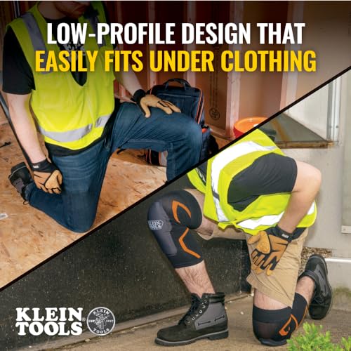 Klein Tools 60624 Knee Pad Compression Sleeve, Knee Support for Construction, Workers and Athletes, Black, L/XL - style: L/XL