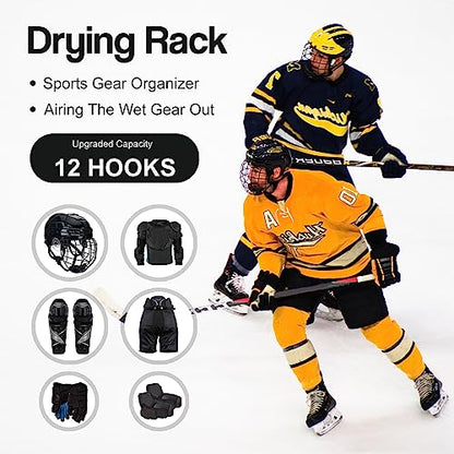 Hockey Equipment Drying Rack for Ice Field Hockey Football Baseball Softball Lacrosse Stuff Sports Gear Organizer Dryer Hanger Hockey Player Lover Small Hockey Tools Things Gadgets Hockey Gift Ideas