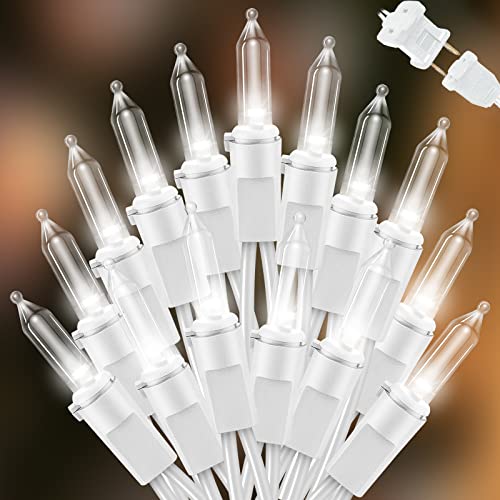 LAMPHOME 21.6FT 100 Mini LED String Lights, White Christmas Lights, White LED Lights, String Lights Indoor Outdoor for Home Holiday Party Wedding Independence Day Patriotic Decor - color: 100 Mini LED White Wire Cool White
