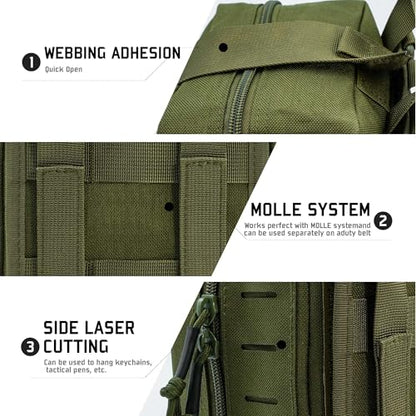 Molle Ifak Pouch, Rip Away Molle Tactical Medical Pouch, Empty First Aid Kit Bag for Duty Belt (1 Pack-Green) - color: 1 Pack-green