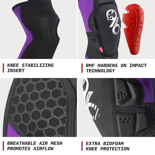 EVS SLAYCO96 AXELL Hodges, Moto Knee/Shin Guard, Reactive Memory Foam | CE Level 3 knee protection with RMF impact foam, breathable Hexprene compression fit, floating sleeve, bio-foam shin coverage - color: Purple, size: XX-Large