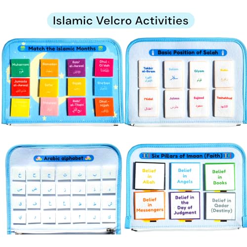 Megan's Toys Islamic Quiet Book for Kids Ages 3+ - Montessori Muslim Learning Toy, Felt Busy Book to Learn Wudu, Salah, 5 Pillars and Arabic Alphabet, Ramadan Eid Gift