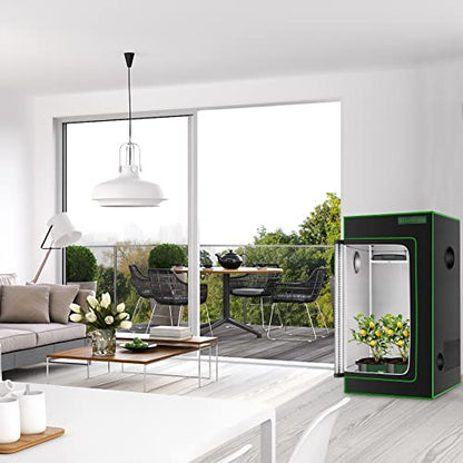 2x2 Grow Tent, 24"x24"x48'' High Reflective 600D Diamond Mylar Canvas with Observation Window and Floor Tray for Hydroponic Indoor Plant Growing - size: 24"x24"x48"