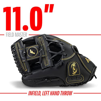Franklin Sports Field Master Baseball + Softball Glove - Field Master Adult + Youth Baseball + Softball Mitt - Men's + Women's Gloves - color: Black/Gold, style: 11" - I Web