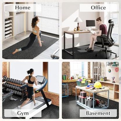 12 Tiles Exercise Mat, 48 Sq.Ft Interlocking Foam Floor Mat with Rubber Top, Non-Slip Waterproof Puzzle Gym Mat for Home Workout Equipment & Garage, 0.79" Thick (Black)