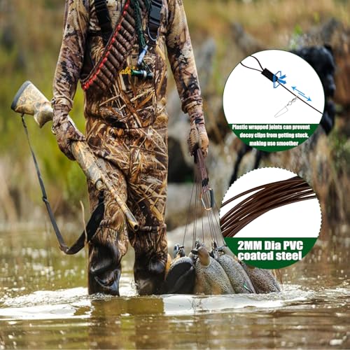 Texas Duck Decoy Rigs Weights Tangle Free Duck Hunting Decoy Rigs with A Large Gold Padded Carabiner, Waterfowl Decoy Rigs Anchors for Duck Hunting 12pack - color: 6OZ 48In