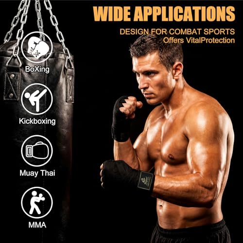 Gemscream 4 Pcs Boxing Hand Wraps 196 Inches/ 5 M Wrist Wrap Protection for Men Women Boxing Muay Thai MMA Kickboxing