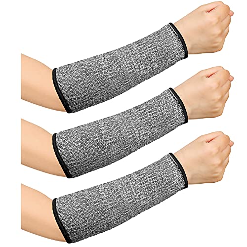 Sintege 3 Pairs Arm Protectors for Thin Skin and Bruising Cut Resistant Forearm Sleeve Level 5 Arm Burn Protection Sleeve (Grey,7.9 Inch) - color: Grey, size: 7.9 Inch