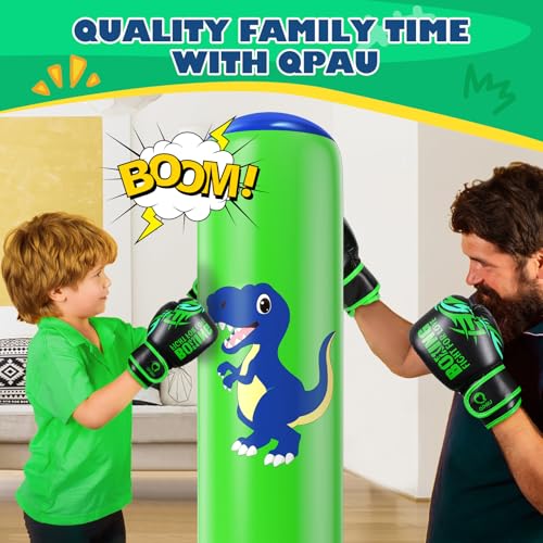 QPAU Inflatable Punching Bag, 48 Inch Stable Inflatable Boxing Bag for 3-6 Kids,Dinosaur Toy & Gifts for Boys and Girls, Kids Boxing Set for Practicing Karate, Taekwondo - color: Dinosaur Blue