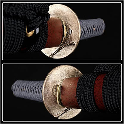 siwode Katana Handmade Full Tang Sharp, Alloy Tsuba Japanese Samurai Sword High Carbon Steel 1060,T10 1095, 40-Inch - color: Dragen fly