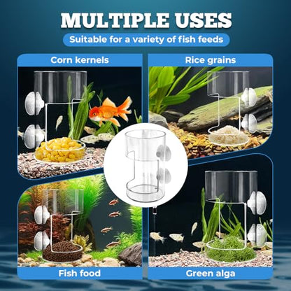 No Mess Aquarium Feeder, 2026 New Acrylic Clear Fish Tank Feeder with Suction Cup, Preventing Food Scattering (Square) - color: Square
