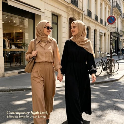 Jersey Hijab Scarf for Women,Lightweight Muslim Turban Head Scarf Modal Feel Hijab Coverings for Prayer with Clip - color: Bronze Skin