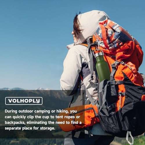 Volhoply 26oz Uninsulated Single Walled Water Bottle, Stainless Steel Reusable Water Bottles with Handle & Carabiner, BPA Free Wide Mouth Water Bottles for Gym Sports Camping（Army Green,1） - color: Army Green
