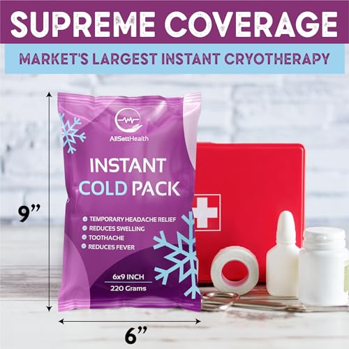 12 Pack Large Instant Ice Packs for Injuries, Disposable Cold Packs | No Freezer Needed, Instant Cold Packs for Injuries, 9”x6” Large Disposable Ice Packs, Cold Compress for Post-Workout Recovery - size: 12 Pack (9" x 6")