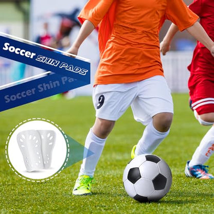 Soccer Shin Guards, 2 Pair Lightweight and Breathable Shin Guard Sleeves for Adults Football Player, Calf Protective Gear Shin Guards for Men Women (Bigger Shin Guards) - color: black and white