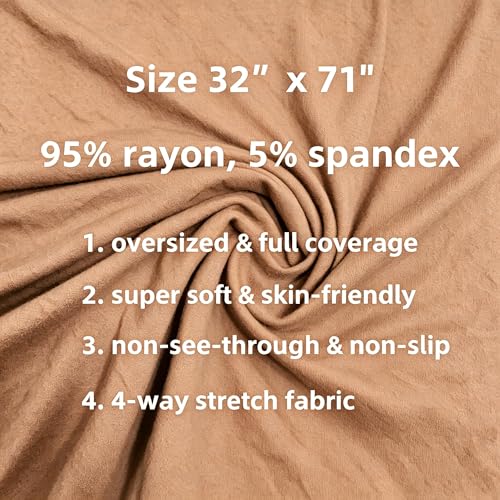 Lina & Lily Non-see-through Premium Jersey Maxi Hijab Head Scarf Wrap for Muslim Women - color: Camel