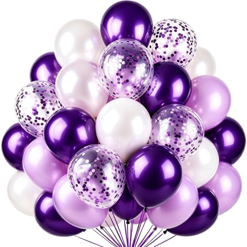 Purple Balloons, Purple Birthday Decorations, Baby Shower Decorations - color: Purple and White