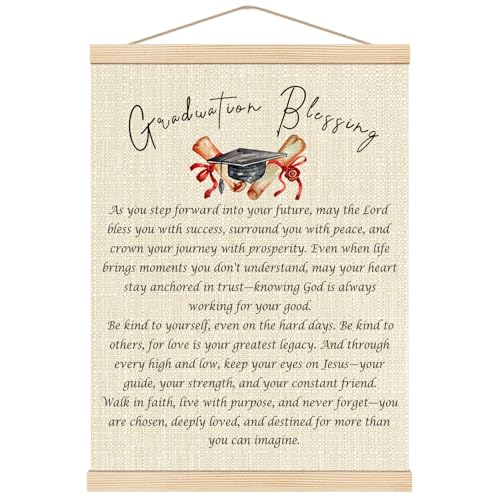Boat Wades Graduation Blessing Wall Art Poster Hanger Frame, Christian Prayer Graduation Wall Decor for High School College University Graduates Classroom Home Prayer Room, 12x16 Inch - color: Graduation
