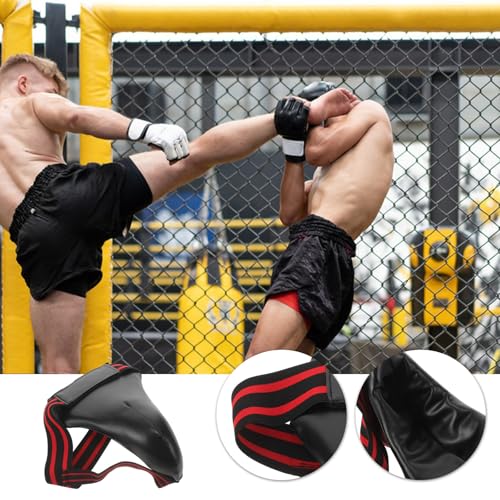Cabilock Wear-Resistant Groin Protector Breathable Training Crotch Guard Portable Reusable Groin Guard for Taekwondo Muay Thai Boxing Sparring