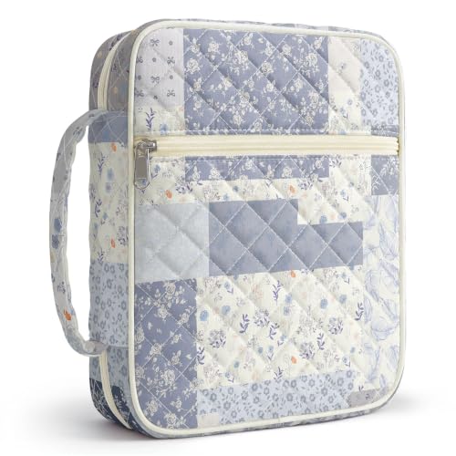 WOBAGMEN Bible Cover Case for Women,Large Bible Tote Bags Organizer Quilted Carrying Case for Girls,Bible Study Supplies Accessories Christian Gifts for Women (Floral Patchwork, M) - color: Floral Patchwork, size: M
