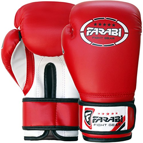 Farabi Boxing Gloves Kids Junior Muay Thai Kick Boxing Training MMA Punching Bag - color: Red, size: 4OZ