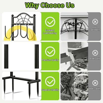 Hose Holder,100ft Capacity Garden Hose holder,Fence Style | Freestanding Water Hose Holder,Upgraded Garden Hose Reel With 4 Spikes,Portable and Mobile - style: Classic Fan Design