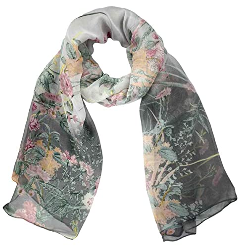 Xyueanlo Scarfs for Women Lightweight Scarves Fashion Print Floral Pattern Scarf Shawls - color: F-gray