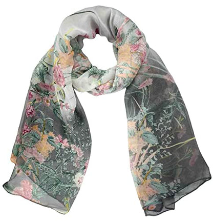 Xyueanlo Scarfs for Women Lightweight Scarves Fashion Print Floral Pattern Scarf Shawls - color: F-gray