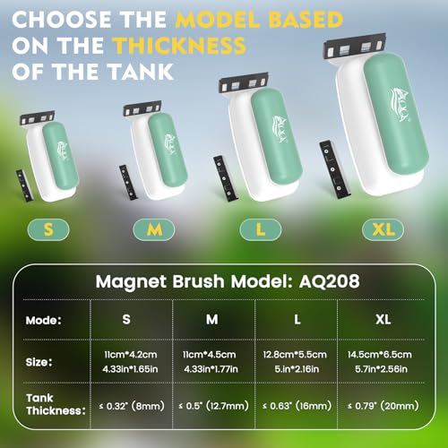 AQQA Magnetic Aquarium Glass Cleaner, Floating Fish Tank Algae Scraper,S | Enhanced Magnetic Fish Tank Cleaner, Aquarium Glass Scrubber Algae Scrapers for up 0.32" Thick Glass/Acrylic Aquariums Small - size: Small for less than 0.32" (8mm) thickness