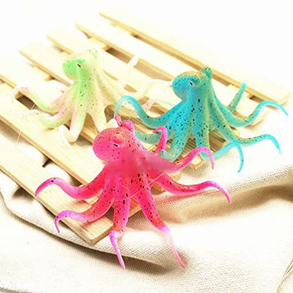 POPETPOP Aquarium Octopus Decoration, Aquarium Decorations Simulation Octopus Fish Tank Octopus Ornament Artificial Silicone Octopus with Suction Cup (Red)