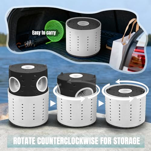 La La Pet Minnow Trap Set with 10Pcs Bait Collapsible Double-Tier Plastic Fishing Bucket Portable Aquarium Catch Traps for Bass Crabs Shrimps Turtles - color: Black-White