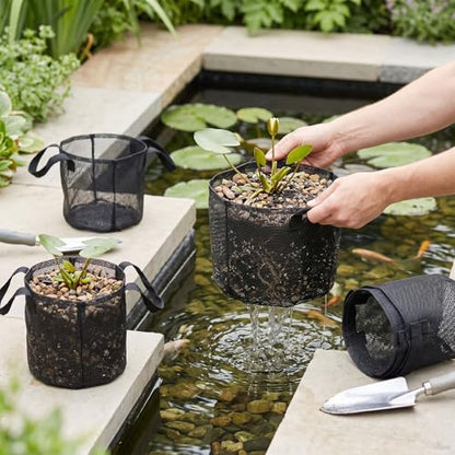 Fabater 4PCS Aquatic Plant Pots, Reusable PVC Pond Planting Bags with Sturdy Handles, Aquatic Plant Baskets, Grow Bags for Island Live Aquarium Flowers, Convenient to Storage (Round) - size: Round