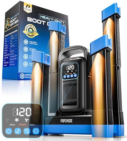 POPCHOSE Boot Dryer with Ozone Deodorizer, 1.5H Fast Drying Shoe Dryer | Boot Warmer with Heat Blower, Intelligent Timer, Silent Operation, Easily Expandable, Gradual Drying for 2 Pairs of Shoes - color: Blue
