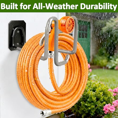 Garden Hose Holder with Hook - Heavy Duty Garden Hose Hanger with Sprayer Storage Design, Wall Mount Water Hose Storage for Outside Yard Lawn and Garage - color: 1pc Gray