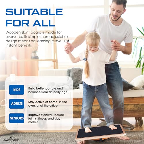 Wooden Balance Board for Adults and kids, Wobble Board for Core Strength & Stability Training, Non Slip Surface, 550lb Capacity, Home & Office Exercise Use