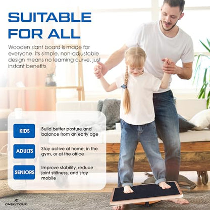 Wooden Balance Board for Adults and kids, Wobble Board for Core Strength & Stability Training, Non Slip Surface, 550lb Capacity, Home & Office Exercise Use