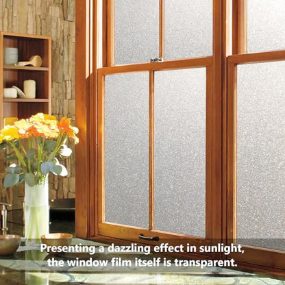 NINETREX Window Privacy Film,Frosted Glass Window Stickers,No Glue Vinyl Static Cling Anti-UV Removable for Home Living Room Bedroom,Crystal 23.6 x 78.7 inches - color: ['Crystal'], size: 23.6" x 78.7" (60 x 200 cm)