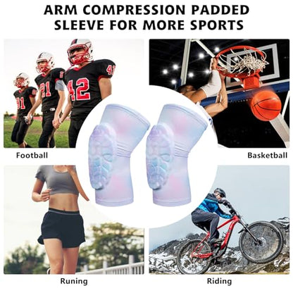 Knee Pads Football Compression Padded Leg Sleeve Knee Protection Pads For Basketball Baseball Volleyball Cycling Wrestling - Adult & Youth Size (F-Pink 1 Pair)
