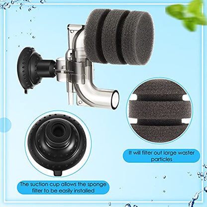 Riakrum 2 Pieces Mini Aquarium Single Sponge Filter Submersible Foam Filter Quiet for Small Fish Tank 0.5-5 Gallon Fixed Freshwater Salt Water