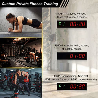 PATIKIL LED Gym Timer Workout Timer Interval Timer Count Down/Up Clock Wall Clock with Remote 11.4" Large Digital Display Timer for Home Garage Fitness